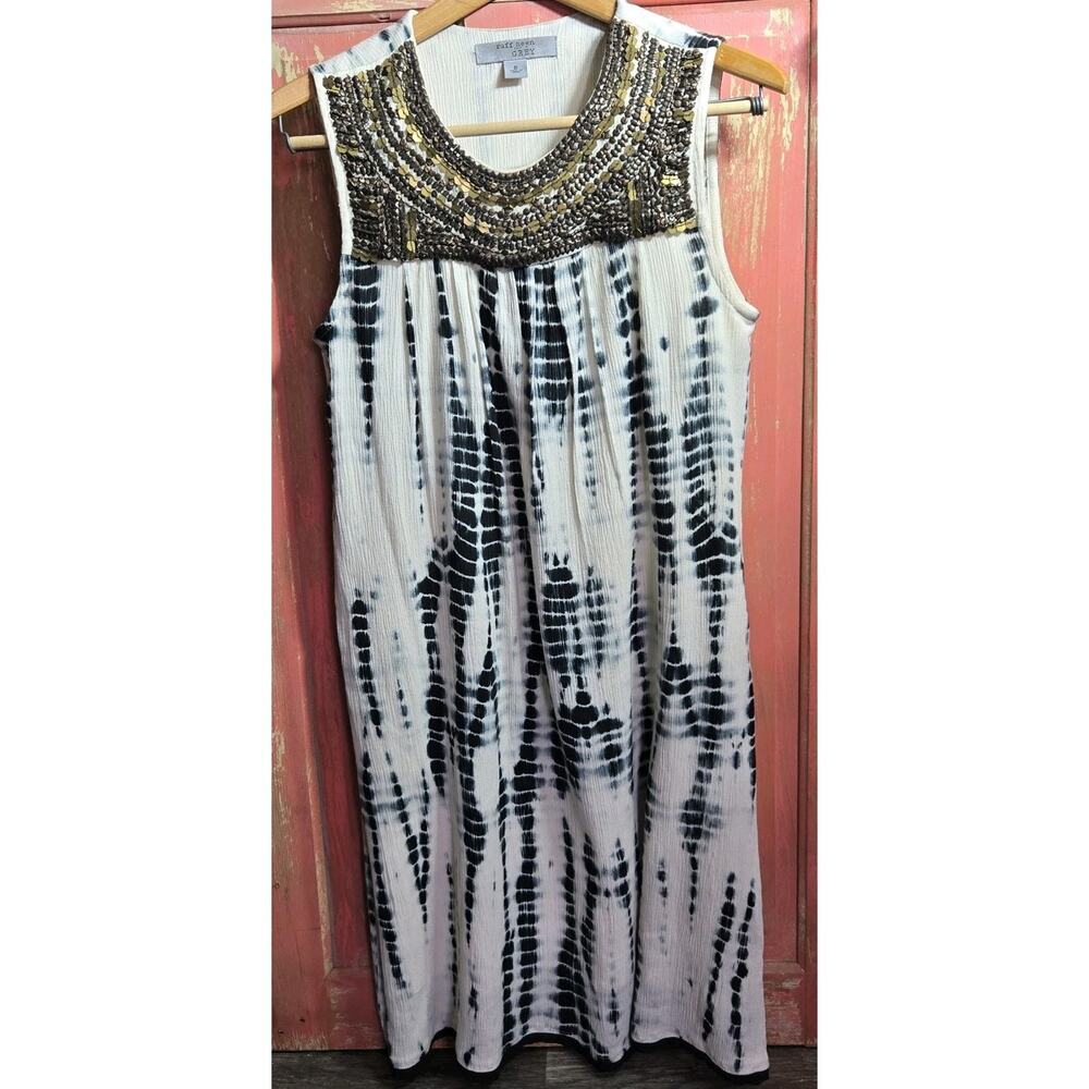Ruff Hewn GREY Womens Sz Small Tie Dye‎ Dress Embellished Front Sundress Comfort